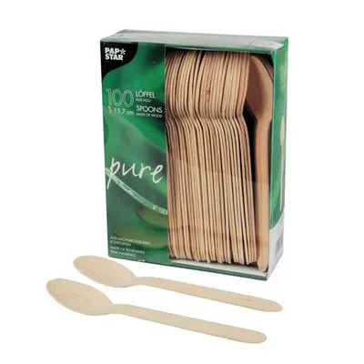 Produktbild von 100x PAPSTAR 'pure' Holzlöffel 15,7 cm