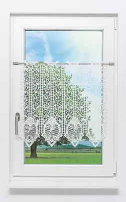 Produktbild von Scheibengardine Plauener Spitze - Rosengarten  (Bx H) 48,6cm * 60cm naturweiß/Weiß