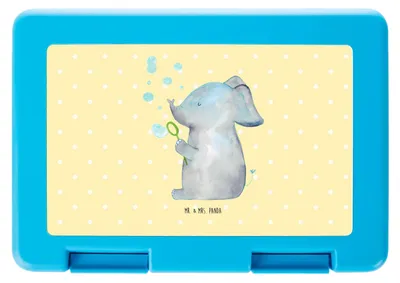 Produktbild von Mr. & Mrs. Panda Lunchbox Elefant Seifenblasen - Gelb Pastell - Geschenk, Liebesspruch, Heimat, Frischhaltedose, Elefanten, Frühstücksdose, Bento Box, Brotzeitbox, Tiere