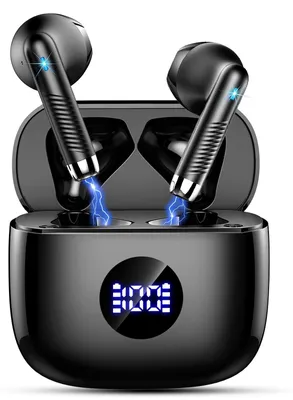 Imagen del producto de Auriculares Bluetooth. Auriculares inalámbricos con tecnología ENC de cancelación de ruido, micrófono integrado, reproducción de hasta 40 horas y calidad de sonido HiFi