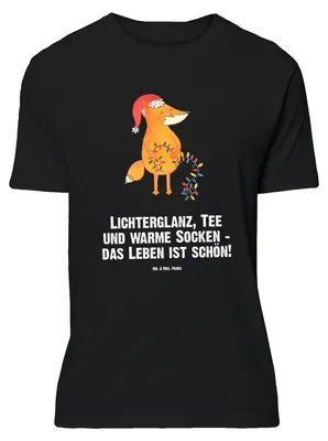 Produktbild von Mr. & Mrs. Panda Größe XL T-Shirt Fuchs Weihnachten - Schwarz - Geschenk, Shirt, Heiligabend, Weihnachtsmann, Tshirt, mit Spruch, Winter, Nikolaus