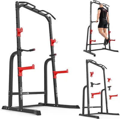 Zdjęcie produktu dla Stacja treningowa – Stacja fitness – Trening siłowy w domu – Elementy regulowane – Obciążenie do 300 kg – Czarny kolor