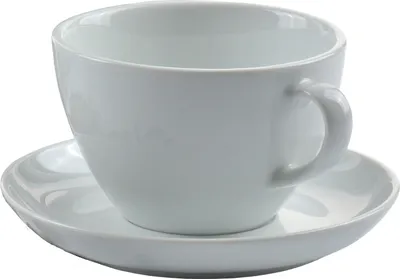 Produktbild von Jumbotasse 400ml mit Untertasse Porzellan - Teetasse - Milchkaffee Tasse