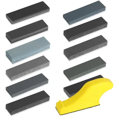 Produktbild von Schleifpapier Schleifblatt Schleifpapierset - Korn 120 bis 5000 - 100 Stück - Nass und trocken - 2,9 x 8,9 cm