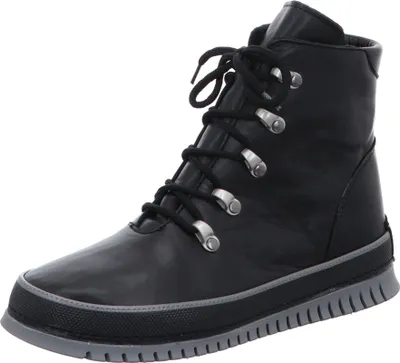 Produktbild von Gemini Damen Stiefelette Leder Schnürboot sportlich Profilsohle 035007-02, Größe:38 EU, Farbe:Schwarz