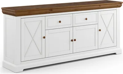 Produktbild von Kommode Marone Elite Sideboard Massivholz geölt Ausführung wählbar,200cm,weiß / Kiefer Tabak