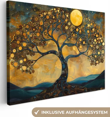 Produktbild von Leinwand Bilder 40x30 cm - Lebensbaum, moderne Wanddeko für Wohnzimmer