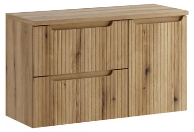 Productafbeelding van Een 100 cm brede meubelset met een werkblad en een kast met wasmand