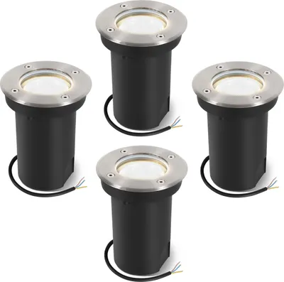 Produktbild von Clanmacy 4x 3W Bodenleuchte Schwenkbar IP67 Außen LED Bodeneinbaustrahler Bodenstrahler Bodenlampe Neutralweiß - Silber Gehäuse