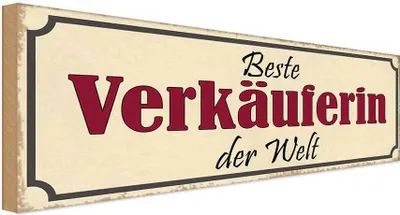 Produktbild von vianmo Holzschild 10x27 cm beste Verkäuferin der Welt Beruf Arbeit
