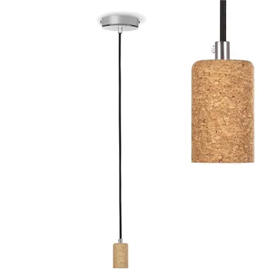 Produktbild von Smartwares Pendelleuchte Textilkabel schwarz/kork IP20 max. 60W E27 ohne Leuchtmittel