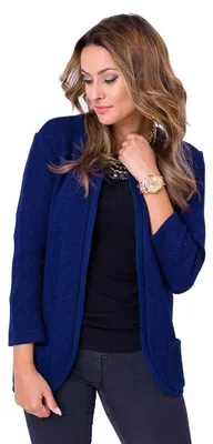 Produktbild von Damen Blazer Strickjacke Jacke; Dunkelblau/S/M 36/38