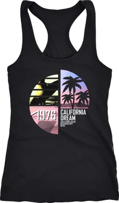 Produktbild von Damen Tank-Top California Surfing Palmen Summer Racerback-Tank Neverless® schwarz M