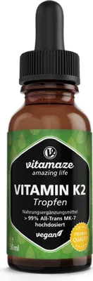 Produktbild von Vitamin K2 Mk7 Tropfen hochdosiert vegan 50 ml