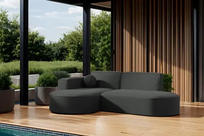 Produktbild von Garten Ecksofa SUNDAY XS in wetterfester Stoff ART-N Anthrazit Ottomane Links