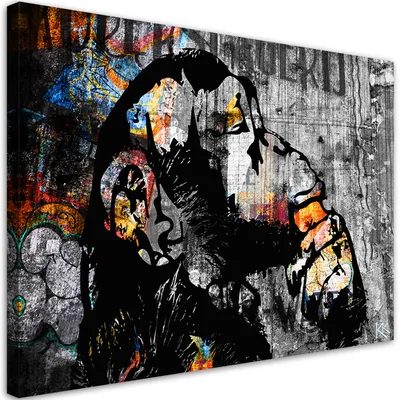Immagine prodotto di Quadro su tela, Street Art Banky Monkey Abstraction - 100x70
