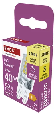 Imagen del producto de Lámpara LED regulable con casquillo G9, 4W, luz blanca cálida, 470 lúmenes