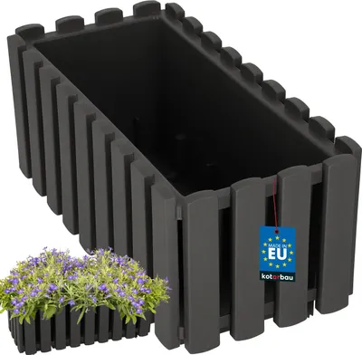 Immagine prodotto di KOTARBAU® Fioriera da Esterno Vaso Fiori Plastica 38 x 18 x 16 cm Grigio Fioriera da Balcone Vaso Rettangolare da Esterno Vasi per Piante