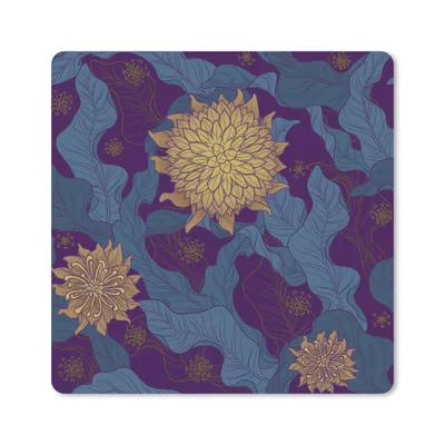 Produktbild von MuchoWow® Mauspad Mousepad Florales Motiv in Lila und Gold 20x20 cm - Mousepads - Maus Mat - Pad - Mausunterlage - Desk Mat - Bureauartikeln