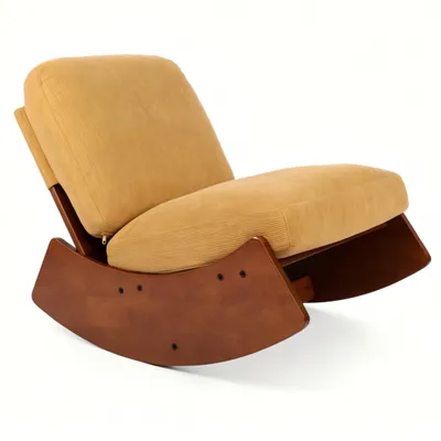 Produktbild von Cord Schaukelstuhl mit Holz-Mondschaukelbasis
