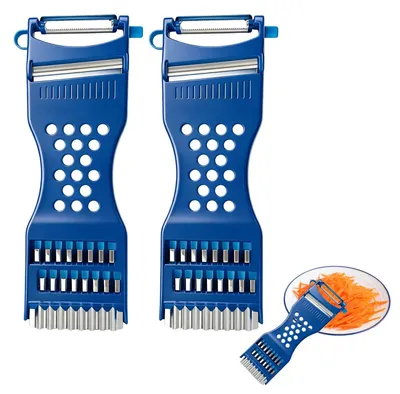 Gemüseschäler-Set 2er-Pack, 6-in-1 Julienne-Schneider, Blau