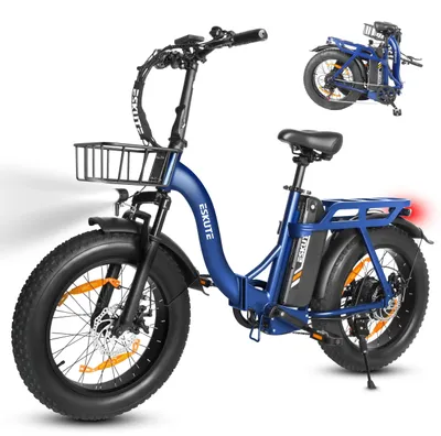 Image de D202 Pro - Vélo électrique pliable - Pneus "fatbike" de 50 cm - Moteur de 48V 250W intégré dans le moyeu - Batterie amovible de 20,8Ah - Autonomie de 50 à 80 km - Dérailleur Shimano 7 vitesses - Couleur : bleu