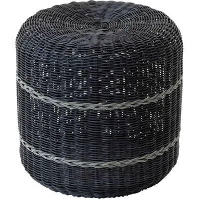 Produktbild von Hocker Fußhocker Beistelltisch SAIGON Rattan schwarz Ø41x40cm