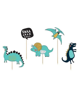 Zdjęcie produktu dla Magiczne Dinozaury na Topperach – Zestaw 5 sztuk, idealny do dekoracji tortów i wypieków! Ożyw swoje ciasta z dinozaurami o wysokości 10,5-20 cm!