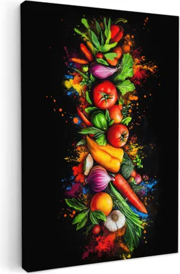 Obrázok produktu pre Obrazy na plátne 40x60 cm - Graffiti - Zelenina, nástenné umenie, dekorácie na stenu obývačka, obraz