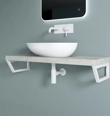 Image de doporro 2 Pièces Équerre de Fixation Blanc Plan de Toilette Étagère Tablette Murale Porte-Serviette en Acier Inoxydable 38x2,5x15cm WH04