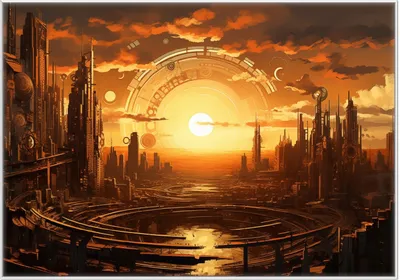 Produktbild von Wallario Wandbild Sonnenportal in die Zukunft, Größe: 70,30 x 100,30 cm, Poster mit weißem Kunststoffrahmen