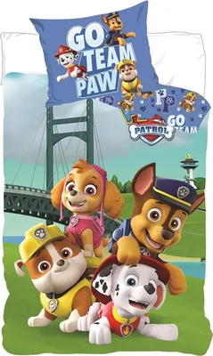Obrázok produktu pre Paw Patrol - "GO TEAM" detská posteľná bielizeň, obojstranná posteľná bielizeň, 100x135 a 40x60 cm