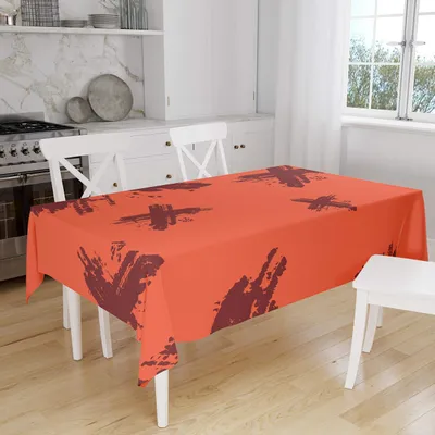 Tischdecke 100% Polyester, Orange Bordeaux, 140x160 cm, wasserabweisend