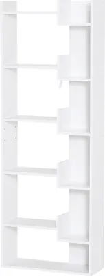 Produktbild von HOMCOM 6-stufiges Regal, unregelmäßige Form, vertikales Bücherregal, modernes Design, Kippschutzsystem, 60 x 21 x 162,5 cm, Weiß