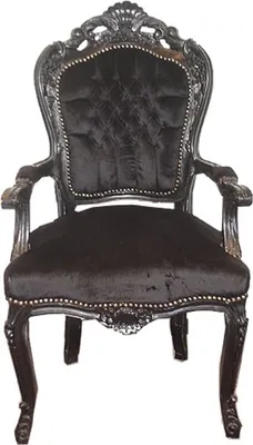 Produktbild von Casa Padrino Barock Esszimmer Stuhl Schwarz / Schwarz mit Armlehnen - Antik Stil