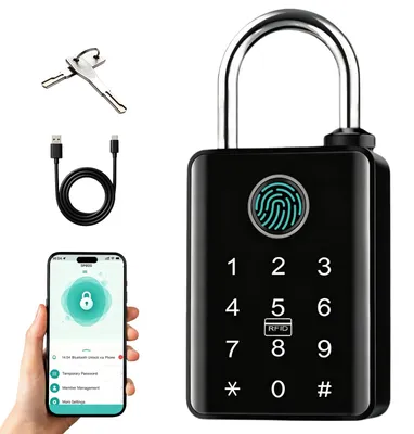 Fingerabdruck-Hängeschloss IP67, Bluetooth, App, Zahlencode