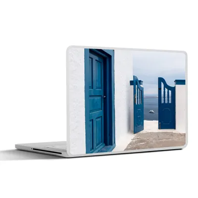 Produktbild von MuchoWow® Laptop Aufkleber Sticker Cover Tür - Blau - Weiß - Architektur 30x22 cm - Laptop-Sticker