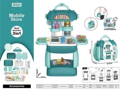 Produktbild von Klein winkeltje 3in1 im praktischen Koffer für fantasievolles Spielen als Marktkraam oder Geschäft