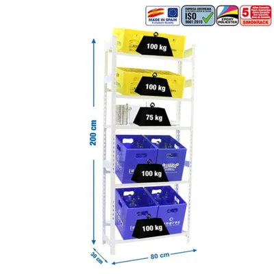 Produktbild von Simonrack Getränkekistenregal SIMONBOTTLE 8425437087912 weiß 80,0 x 30,0 x 200,0 cm