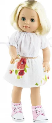 Image de Paola Reina Poupée de mode Agatha 42 cm - Poupée avec des yeux de sommeil et une tenue fleurie
