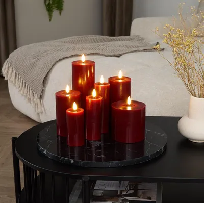 Immagine prodotto di Set di candele a LED – Colore: rosso – 7 pezzi – con timer e telecomando