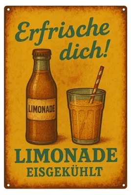 Produktbild von Blechschild 20x30cm Erfrische dich Limonade Eisgekühlt Retro Metallschild Wanddeko für Küche Café Bar Restaurant und Sommerdeko AstraDesign