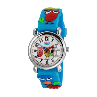 Zdjęcie produktu dla Tee-Wee zegarek dziecięcy 27mm kwarcowy analogowy bransoletka sowa jasnoniebieski gumowy D2UW308H