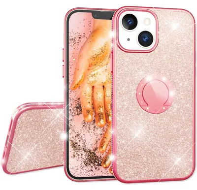 Immagine prodotto di NALIA Glitter Ring Case per iPhone 13 Mini, Silicone Mobile Phone Case Glitter Cover Bling Case Cover protettiva con anello Rose Gold