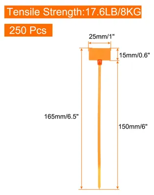 Produktbild von 250 Stš¹ck Marker Kabelbinder, 150x3mm (L*W) Wiederverschlie?bare Kabelbinder Best?ndige Kabel Organizer zu Zugfestigkeit 18 LB Kabelbinder Set fš¹r Kabelmanagement, Orange