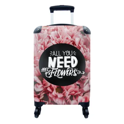 Produktbild von MuchoWow® Koffer Handgepäck Trolley Rollkoffer Kleine Reisekoffer mit 4 Rollen - Sprichwörter - 'Alles was du brauchst sind Blumen' - Zitate - Cabin Size < 55x40x23 cm & 55x40x20 cm - Fotokoffer - Kabinenkoffer - Boardgepäck - Reise-Box - Reisekoffer - Reisegepäck - Koffer mit Bild - Trolley für Kinder