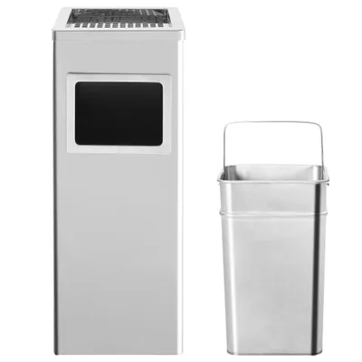 Image de vidaXL Poubelle avec cendrier Hotel 36 L inox