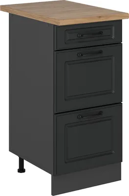 Zdjęcie produktu dla Szafka dolna do kuchni Vicco R-Line Antracytowy domek wiejski 40 cm z szufladami, BP Dąb, Model 53811