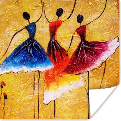 Produktbild von MuchoWow® Poster Gemälde - Frauen - Kleid - Öl 30x30 cm - Wandposter - Printing