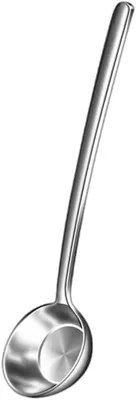 Produktbild von Edelstahl-Suppenkelle mit langem ergonomischem Griff und tiefer Schüssel zum Servieren von Eintöpfen und Saucen